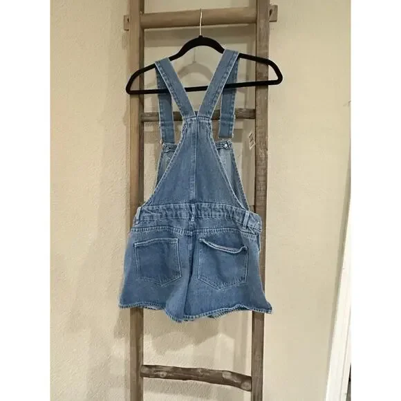 Zara Women’s Denim Short Overall Medium Blue - Picture 9 of 10